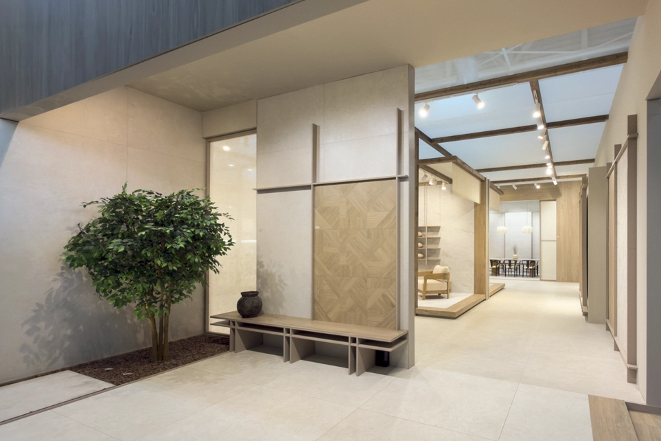 Tile display inspired by Japanese and Scandinavian interior design
