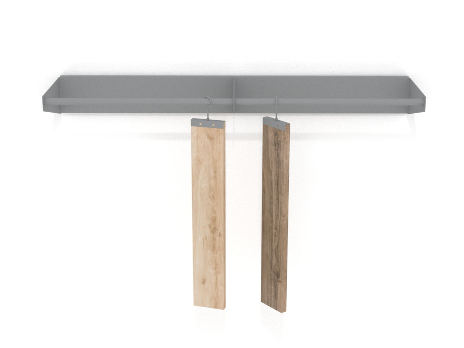 Accesorio expositor parquet Abati plata frontal