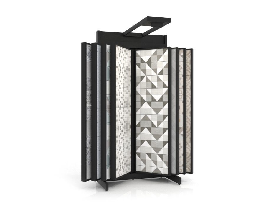 Expositor para azulejos Book 116/60 negro frontal con luz