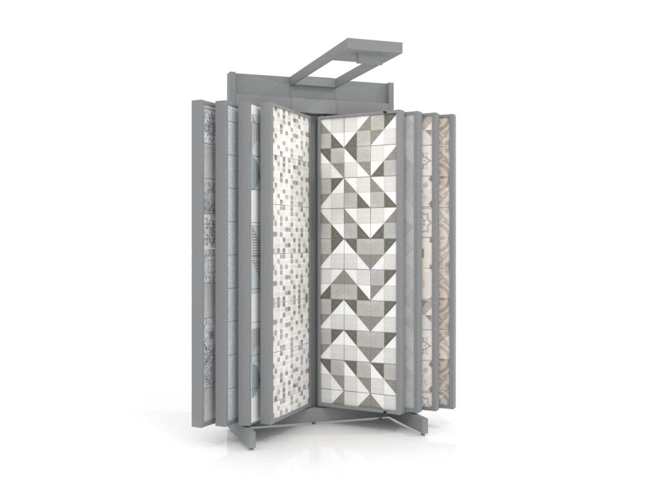 Expositor para azulejos Book 116/60 plata con luz frontal