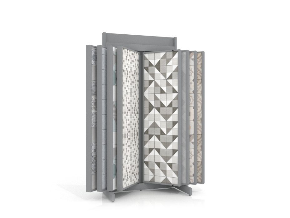 Expositor para azulejos Book 116/60 plata frontal sin luz