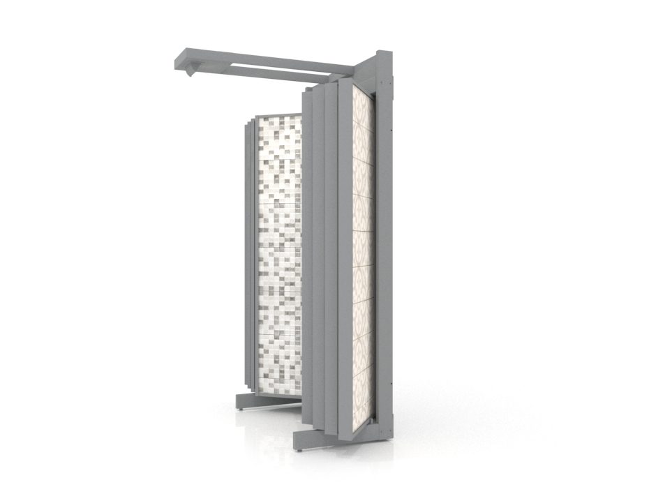 Expositor para azulejos Book 116/60 plata con luz lateral
