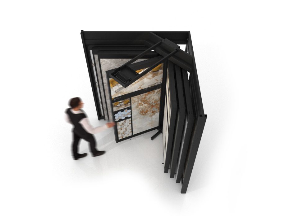 Mueble para exponer azulejos Book 12 negro aérea