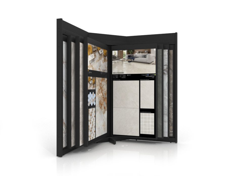 Mueble para exponer azulejos Book 12 negro frontal