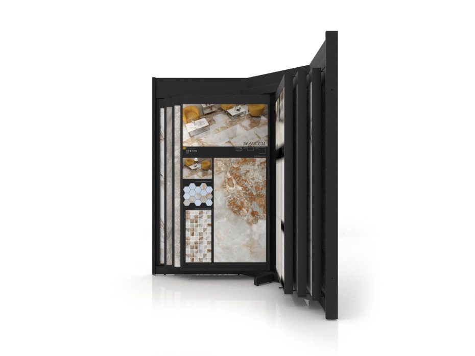 Mueble para exponer azulejos Book 12 negro lateral