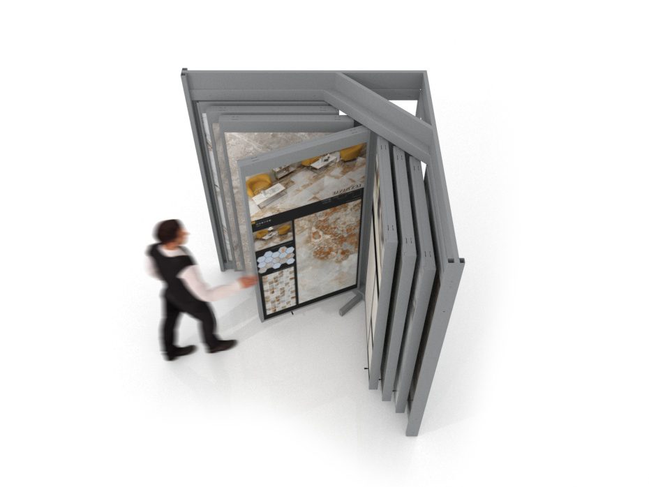 Mueble para exponer azulejos Book 12 plata aérea