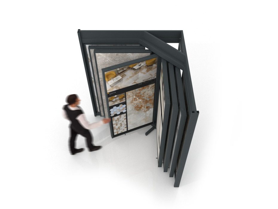 Mueble para exponer azulejos Book 12 aérea antracita sin luz