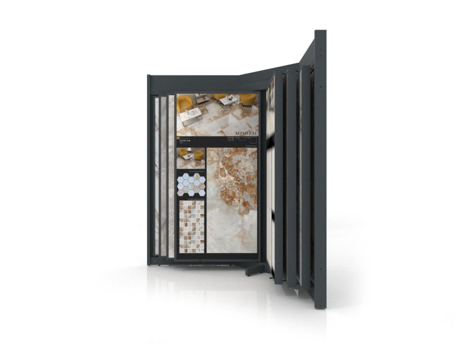 Mueble para exponer azulejos Book 12 antracita lateral sin luz