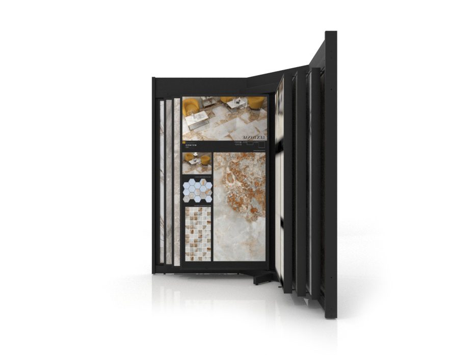 Mueble para exponer azulejos Book 12 negro lateral sin luz