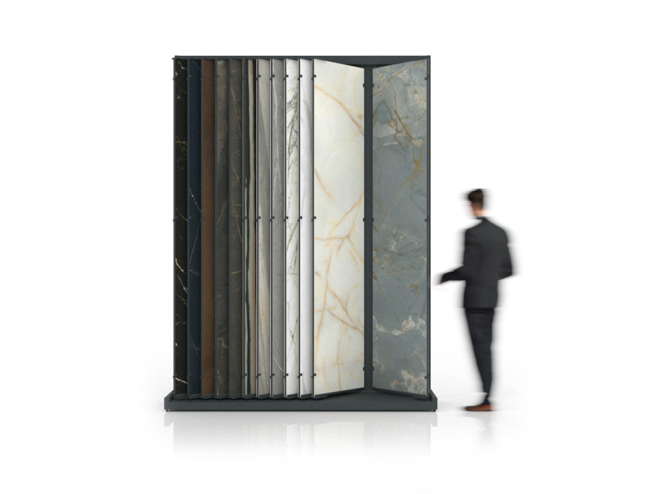  Expositor para tienda de azulejos Book 124 Slimshow antracita lateral