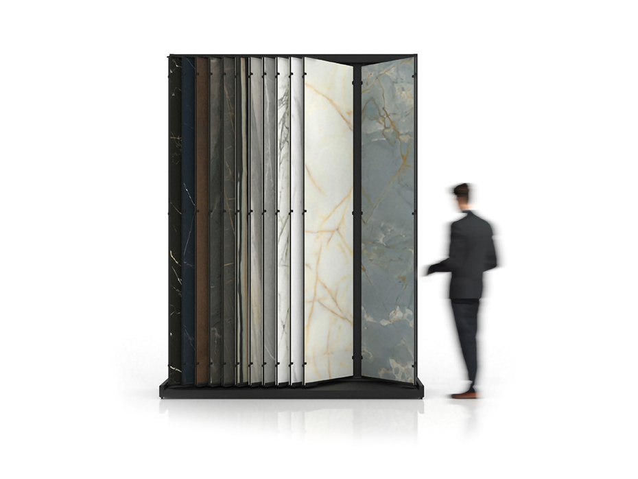 Expositor para tienda de azulejos Book 124 Slimshow negro lateral
