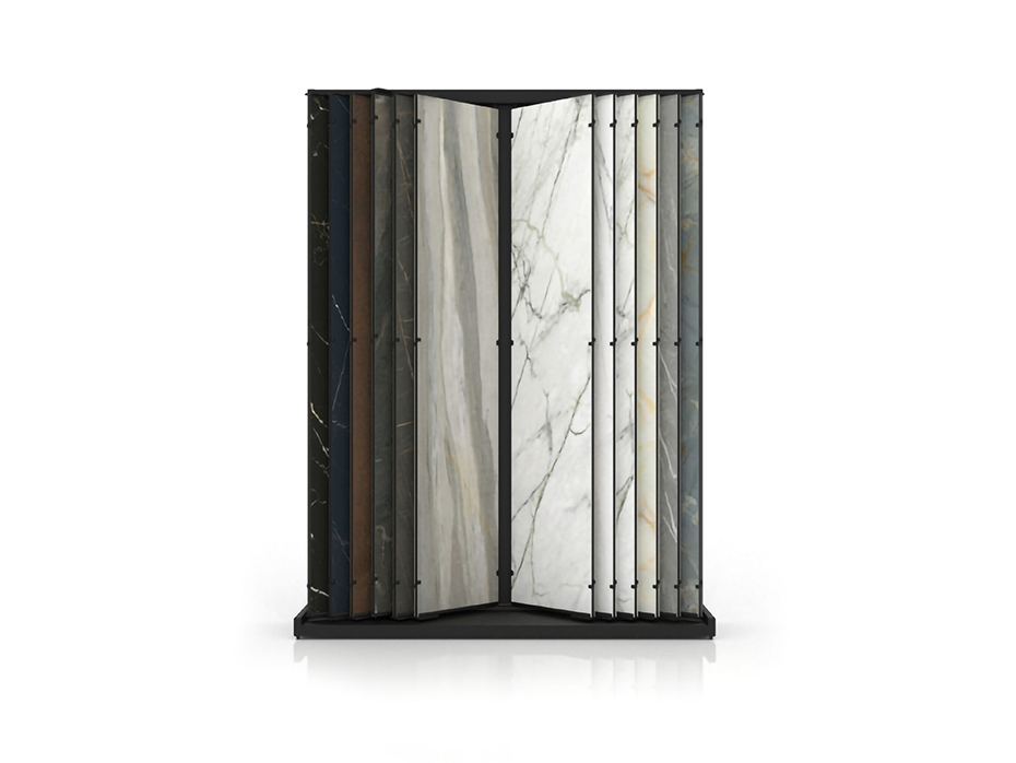 Expositor para tienda de azulejos Book 124 Slimshow negro abierto