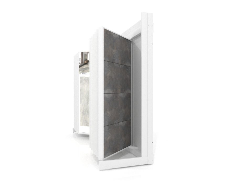 Expositor de azulejos Book 224 sin iluminación 2010x1005 blanco lateral