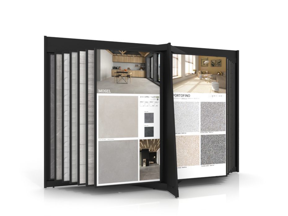 Expositor de azulejos tipo libro Book 24+2 2010x1005 negro frontal