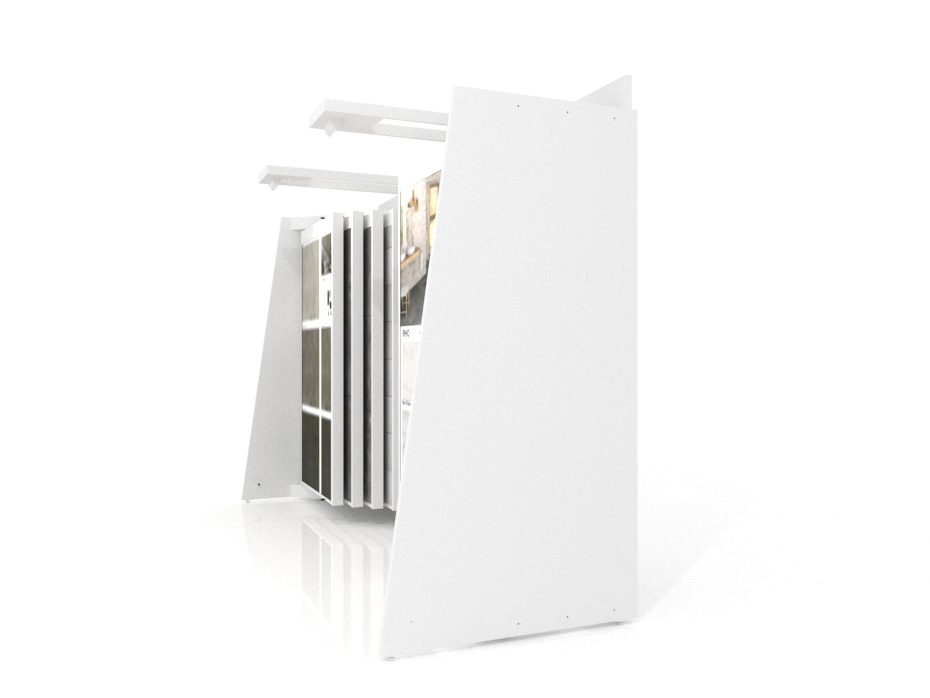 Expositor para cerámica Book 424+2 con luz blanco lateral