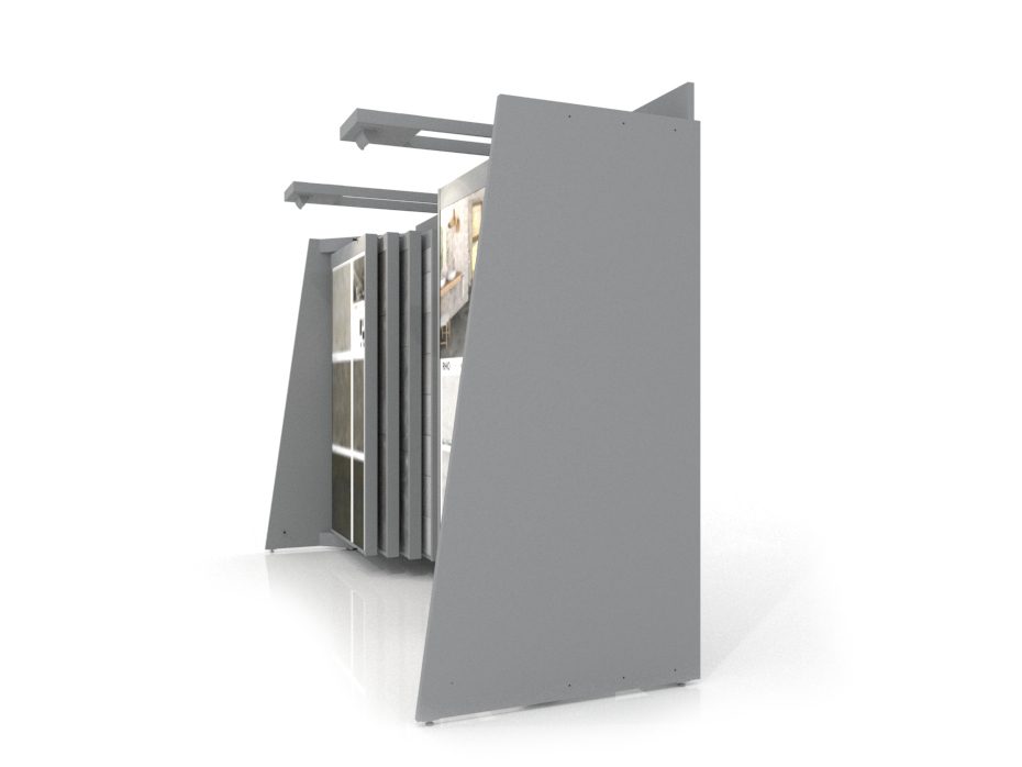 Expositor para cerámica Book 424+2 con luz plata lateral
