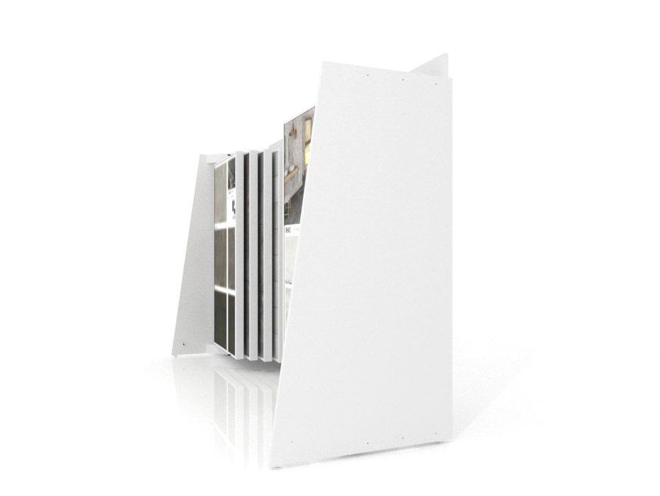Expositor para cerámica Book 424+2 2010x1005 sin luz blanco lateral