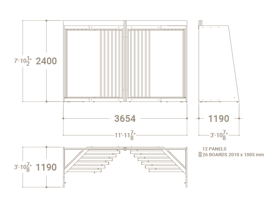 Expositor para cerámica Book 424+2 2010x1005 sin luz plano