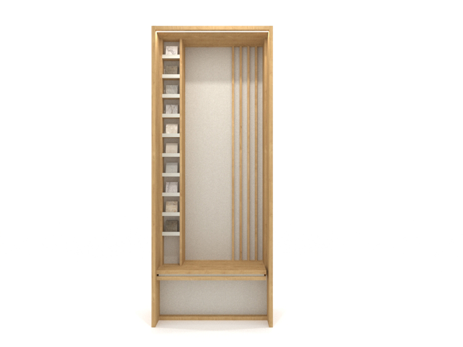 Expositor de Azulejos con Asiento Boutique Bench Seat madera frontal