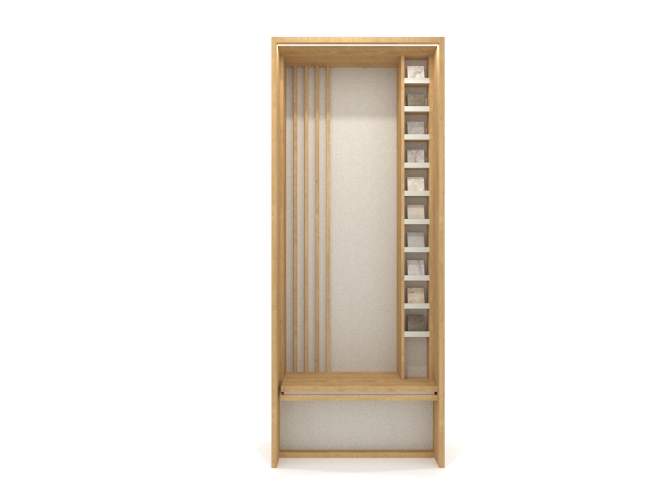 Expositor de Azulejos con Asiento Boutique Bench Seat madera frontal