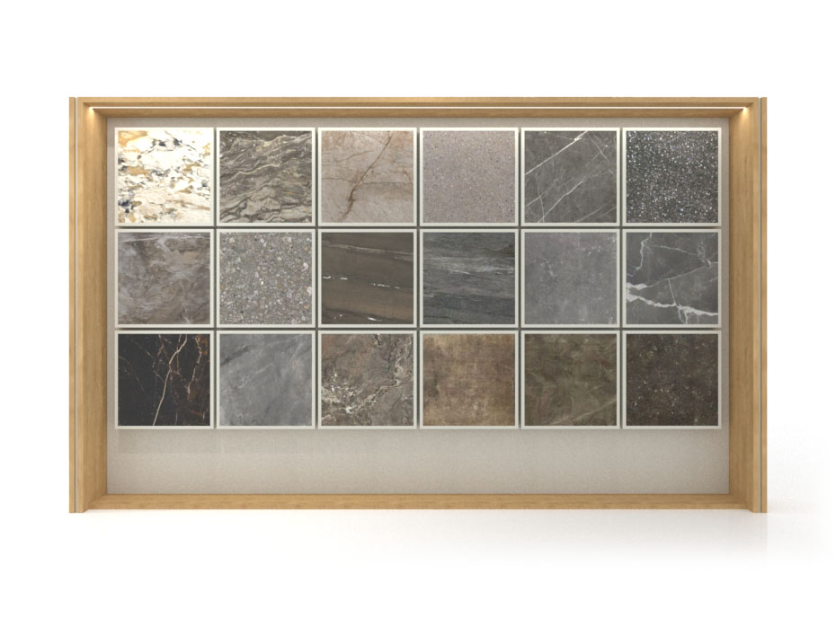 Tablero expositor de azulejos Boutique Ceramic Panels﻿​ 18 Madera Frontal