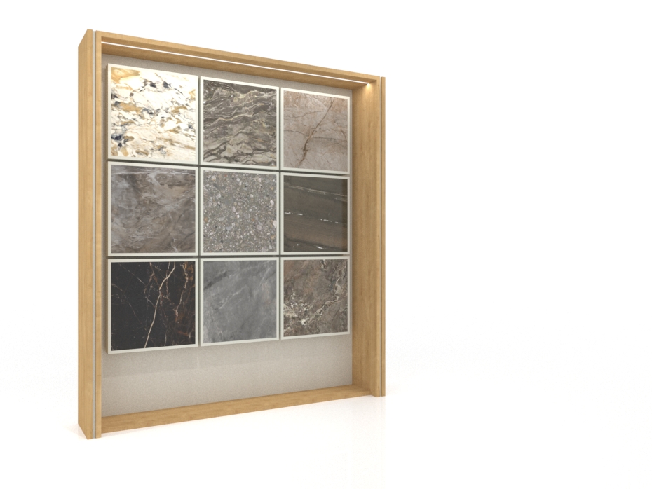 Tablero expositor de azulejos Boutique Ceramic Panels﻿​ 9 Madera Lateral