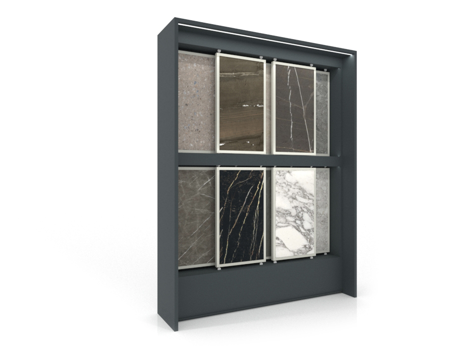 Expositor modular para ceramotecas Boutique Panels Antracita Lateral