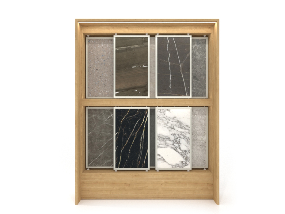 Expositor modular para ceramotecas Boutique Panels Madera Frontal