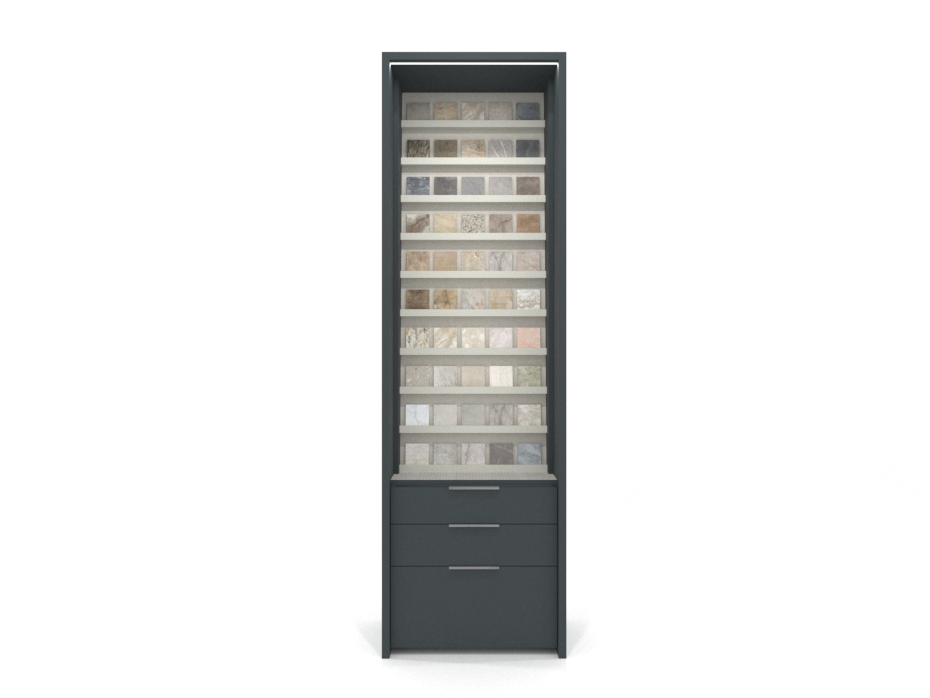 Expositor sencillo azulejo Plano Inclinado Box﻿​ 67 antracita frontal