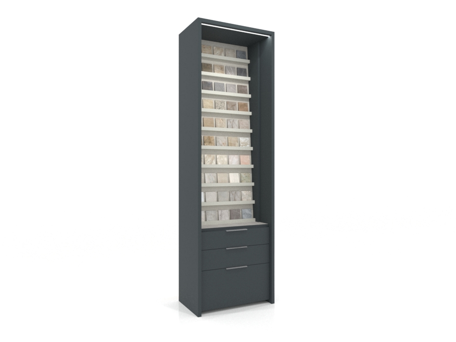 Expositor sencillo azulejo Plano Inclinado Box﻿​ 67 antracita lateral
