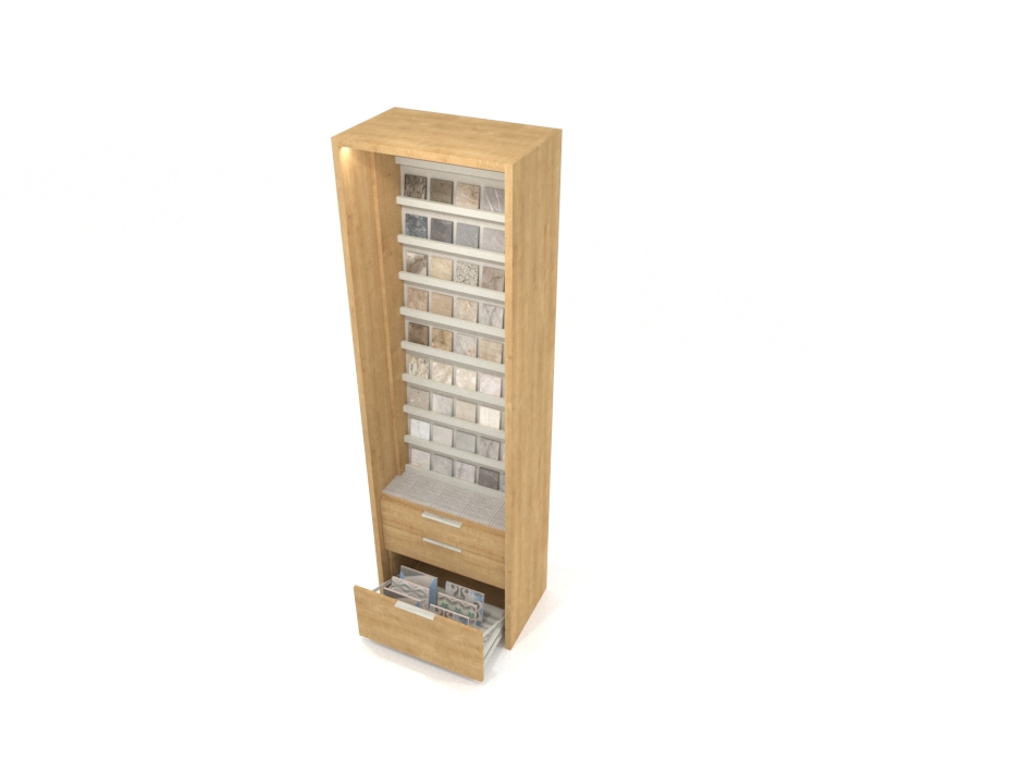 Expositor sencillo azulejo Plano Inclinado Box﻿​ 67 madera abierto