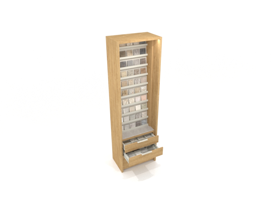 Expositor sencillo azulejo Plano Inclinado Box﻿​ 67 madera abierto