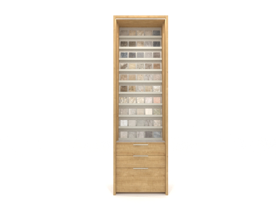 Expositor sencillo azulejo Plano Inclinado Box﻿​ 67 madera frontal