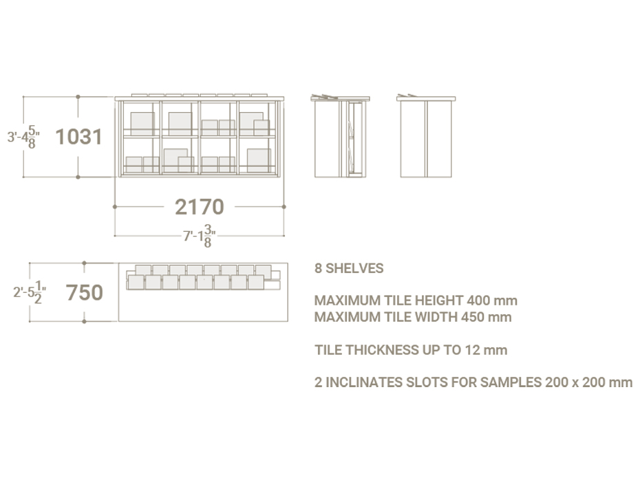 Expositor para azulejos pequeño formato Table Balcony plano