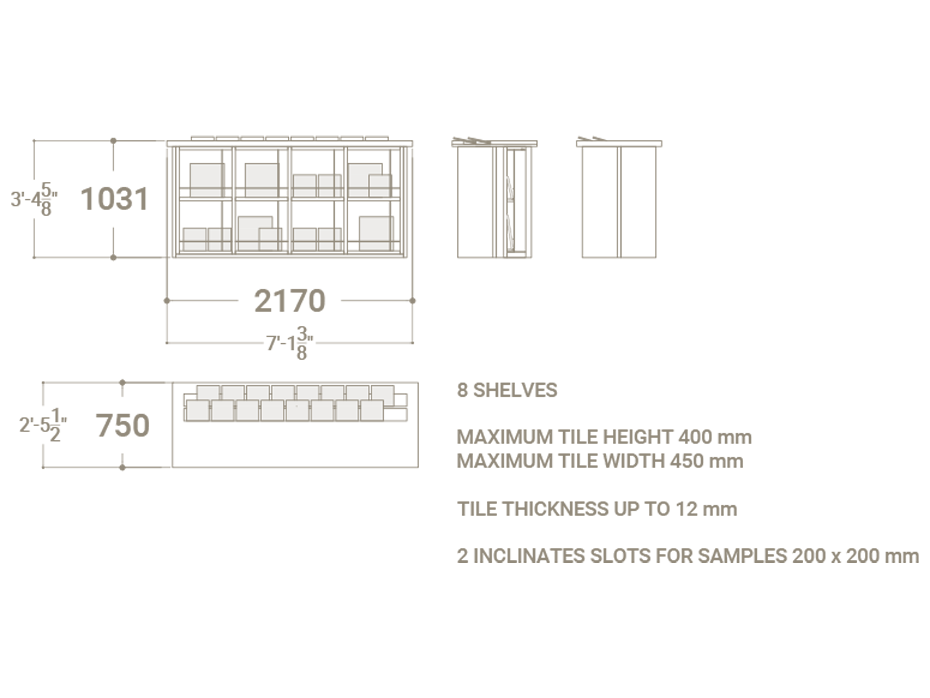 Expositor para azulejos pequeño formato Table Balcony madera plano