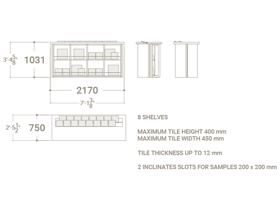 Expositor para azulejos pequeño formato Table Balcony madera plano