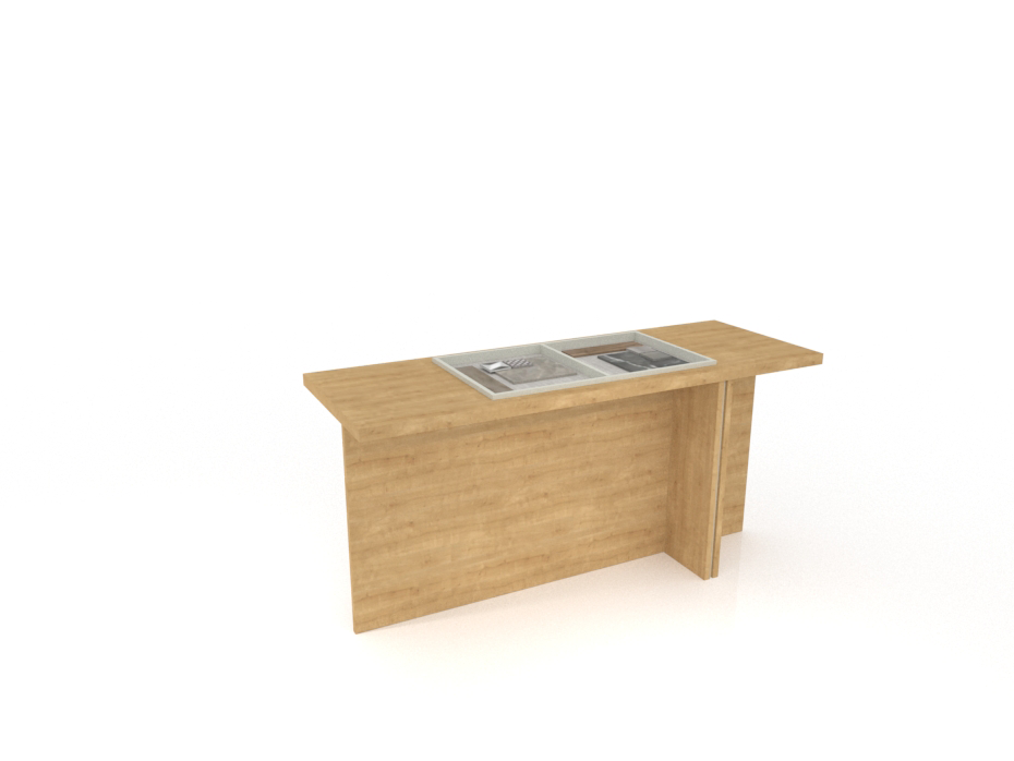 Exhibidor de cerámica Boutique Table Moodboard madera lateral