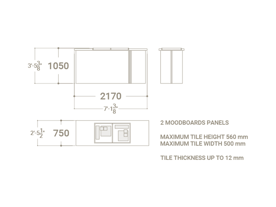 Exhibidor de cerámica Boutique Table Moodboard plano