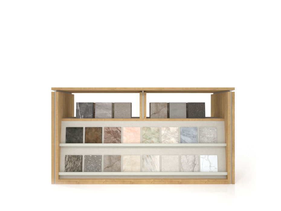 Expositor para baldosas cerámicas Boutique Table Show madera frontal