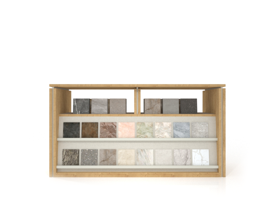 Expositor para baldosas cerámicas Boutique Table Show madera frontal