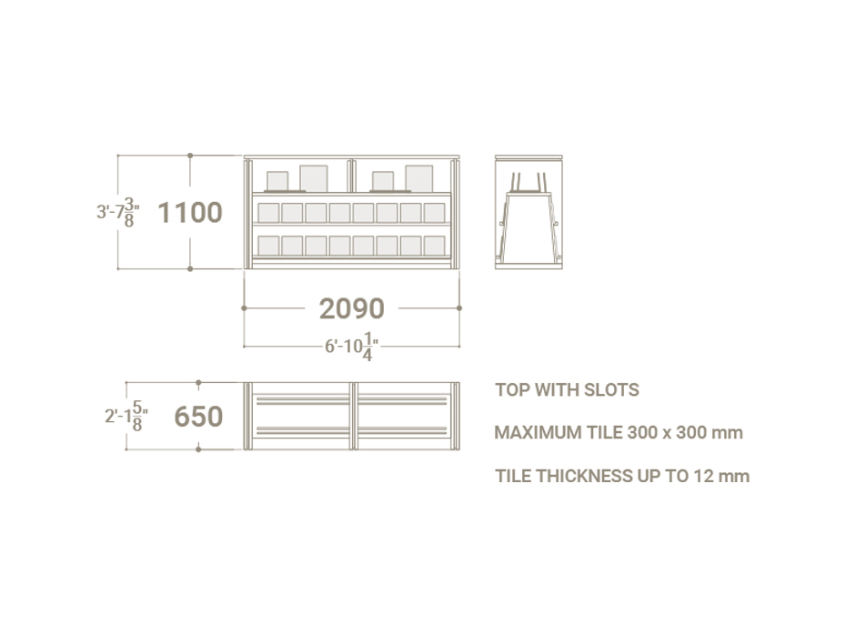 Expositor para baldosas cerámicas Boutique Table Show plano