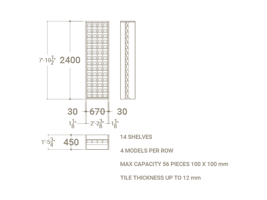 Muestrario de cerámica Boutique Tacos plano
