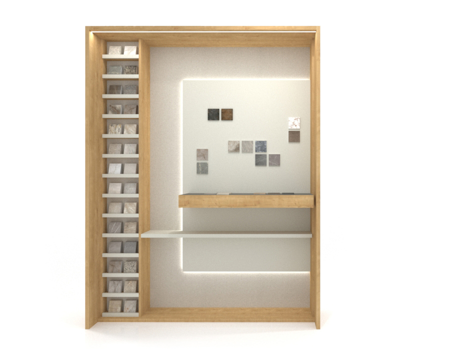 Expositor de azulejos Boutique Workbench Madera DX Frontal
