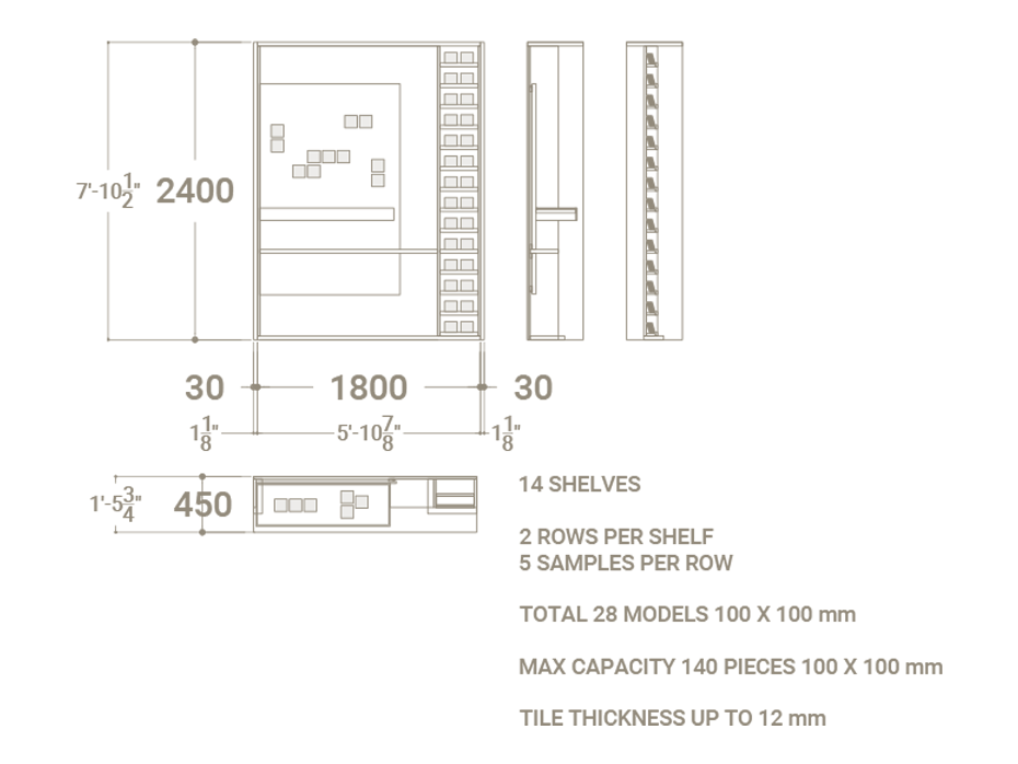 Mesa expositor de azulejos Boutique Workbench sx plano