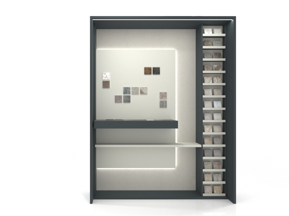Expositor de azulejos Boutique Workbench Antracita SX Frontal