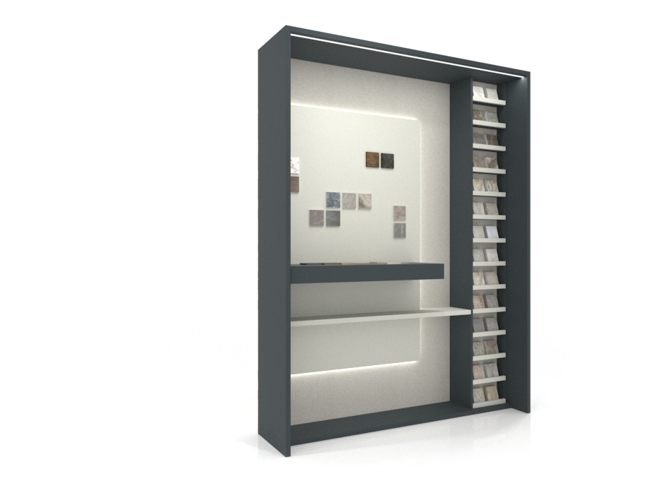 Expositor de azulejos Boutique Workbench Antracita SX Lateral