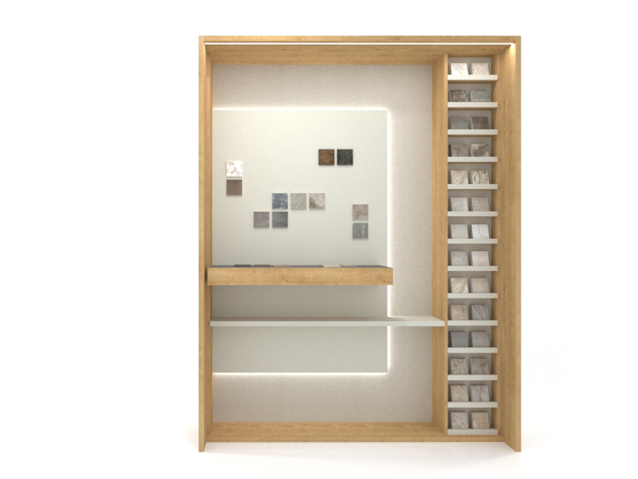 Expositor de azulejos Boutique Workbench Madera SX Frontal