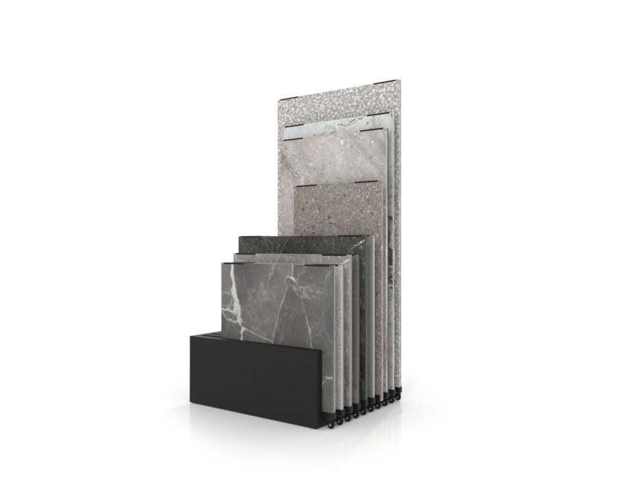 Expositor de azulejos Chicago Multiformato negro frontal