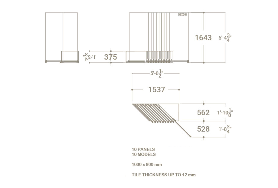 Expositor de azulejos Chicago V45 10P dx 160x80 plano