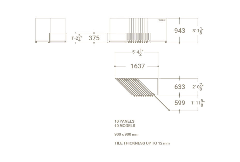  Expositor de azulejos Chicago V45 10P dx 90x90 plano